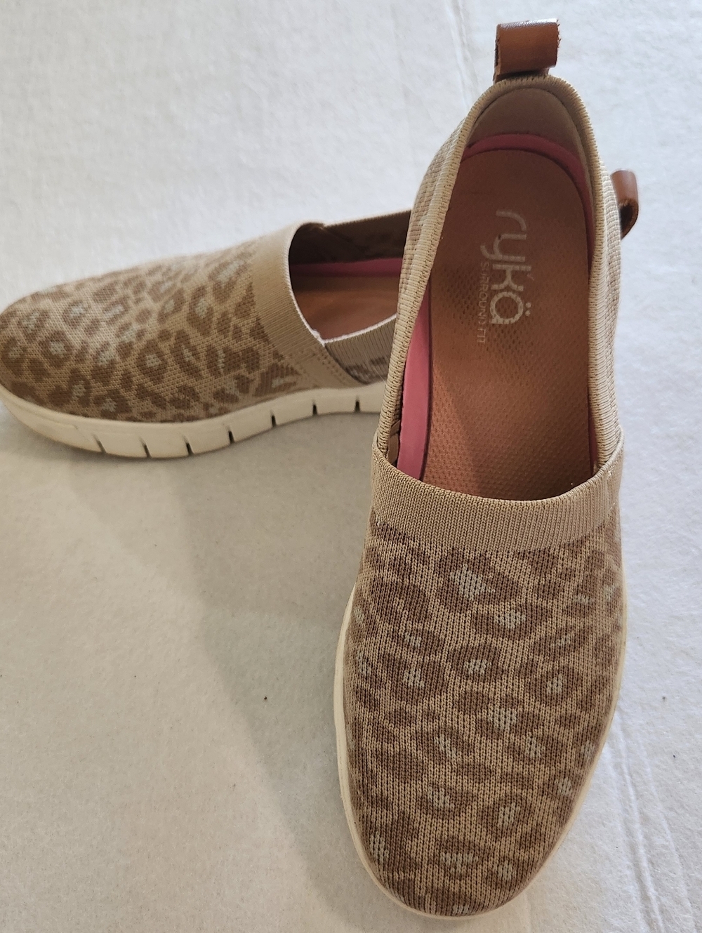 Ryka Beige Leopard Slip-On Sneakers